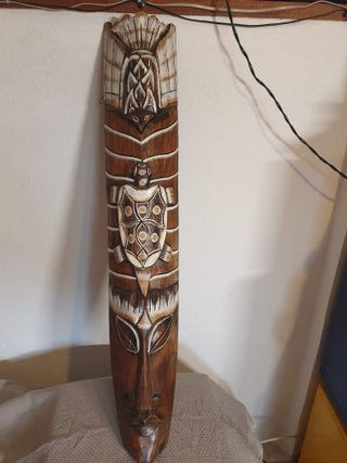 Máscara Tribal, tallada pintada a mano