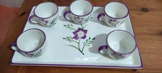 set 6 tazze da caffè e vassoio