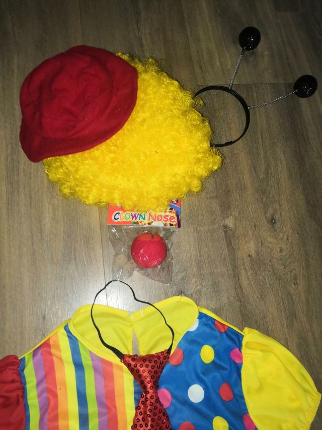 Disfraz payaso o payasa, talla 6-9años.