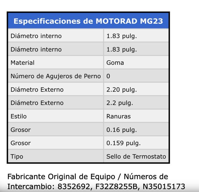 Nuevo! Sello junta termostato Ford Probe 24v
