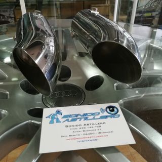 🔵Redonda 63mm Inclinada Cola Escape Acero Inox