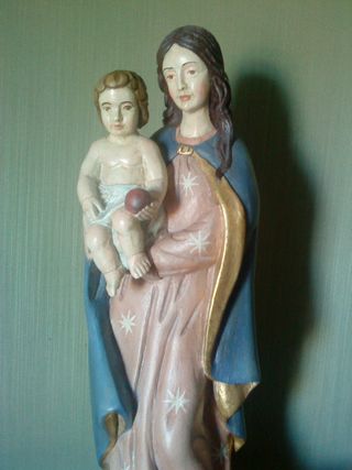 Virgen María madera. Imagen religiosa. Talla.