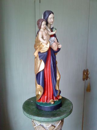 TALLA VIRGEN MARÍA EN MADERA ESTILO GÓTICO.