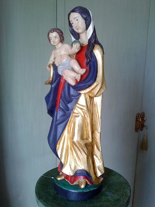 TALLA VIRGEN MARÍA EN MADERA ESTILO GÓTICO.