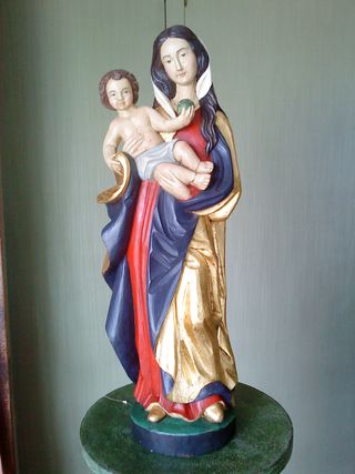 TALLA VIRGEN MARÍA EN MADERA ESTILO GÓTICO.