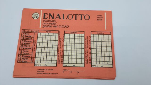 27 schedine nuove Enalotto anni 80. Fior di stampa