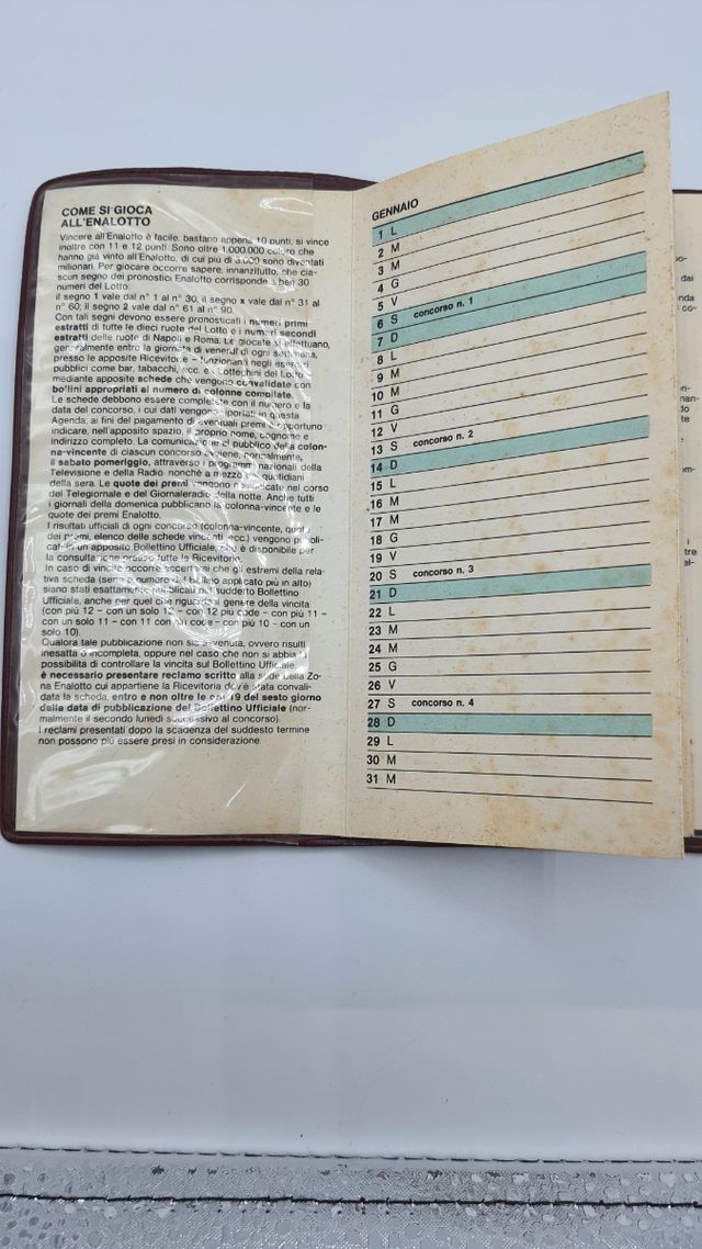 Agendina Enalotto 1973.Sistemi ridotti. 14,5x8 cm