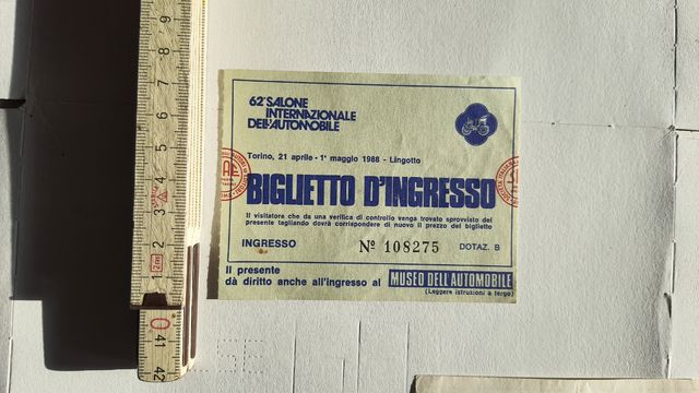 4 biglietti Salone Automobile Torino 88+Parcheggio