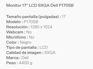 Monitor 17" LCD SXGA Dell P170SB

