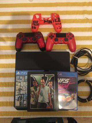 PlayStation 4 slim + 2 mandos + 3 juegos