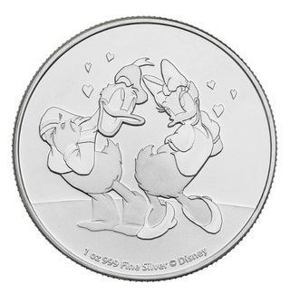 MONEDA 1 ONZA  PLATA .9999 - DONALD Y DAISY 2021