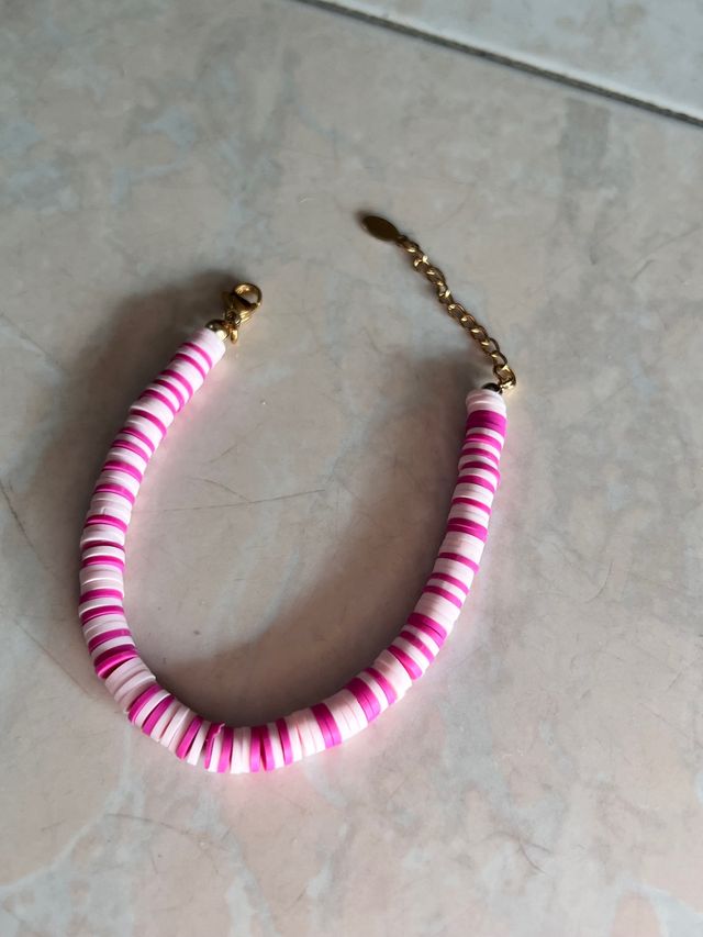 Bracciale con gommini dorato Magenta e rosa