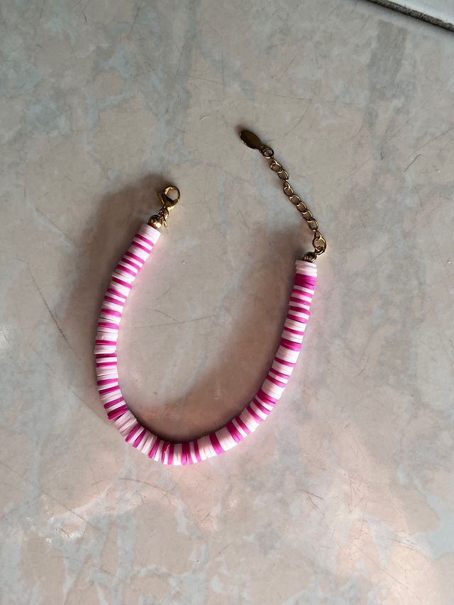 Bracciale con gommini dorato Magenta e rosa