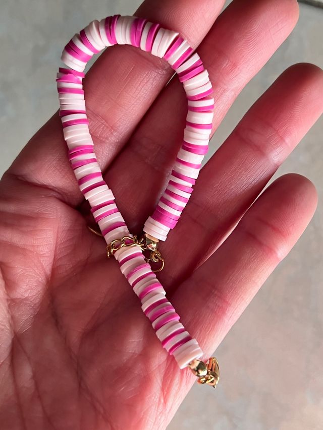 Bracciale con gommini dorato Magenta e rosa