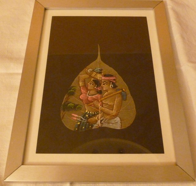 Quadretto con vera foglia dipinta