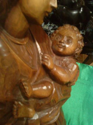 56 cm// Virgen  María de madera. Imagen religiosa.