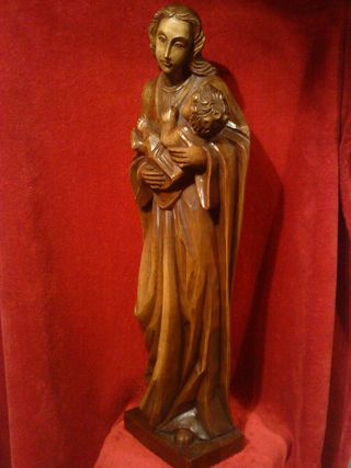 56 cm// Virgen  María de madera. Imagen religiosa.
