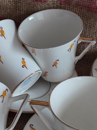 Conjunto Tazas Porcelana Windsor Art Decó 1940