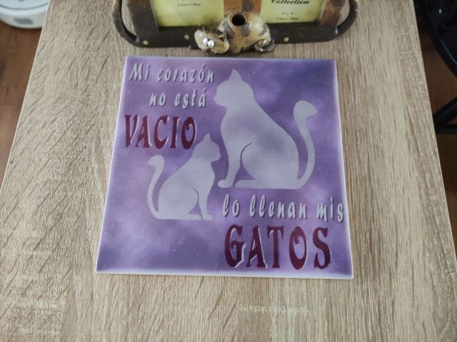 Portarretratos y azulejo gatos