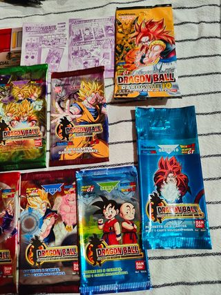 lote caja y sobres dragón ball jcc