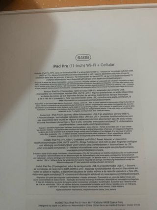 CAJA VACÍA IPAD PRO 64GB