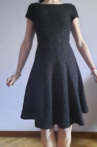 Vestido midi negro de mujer