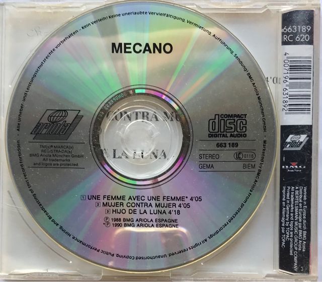 CD Single Mecano Une femme avec une femme