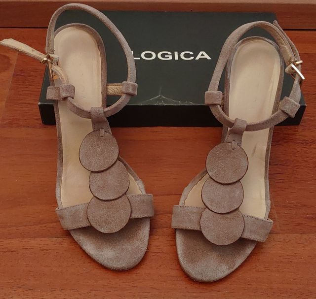 Sandali tacco in pelle scamosciata "Logica" n.37