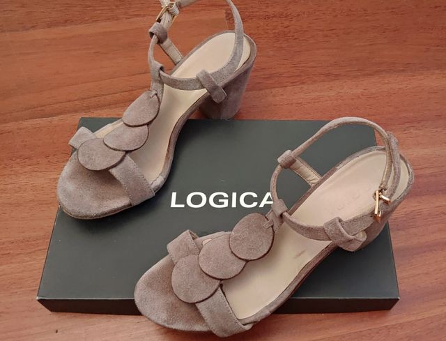 Sandali tacco in pelle scamosciata "Logica" n.37