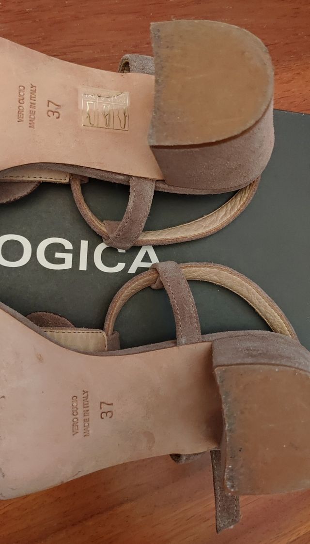 Sandali tacco in pelle scamosciata "Logica" n.37