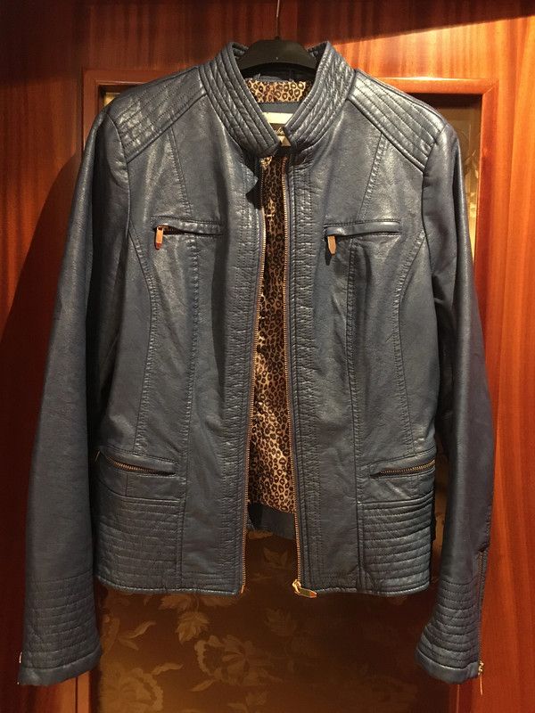 Chaqueta de cuero azul