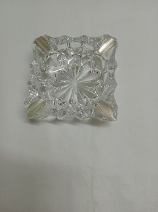 cenicero cristal grueso y plata