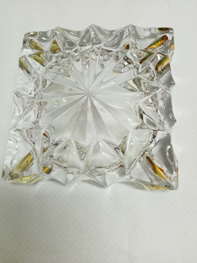 cenicero cristal grueso y plata