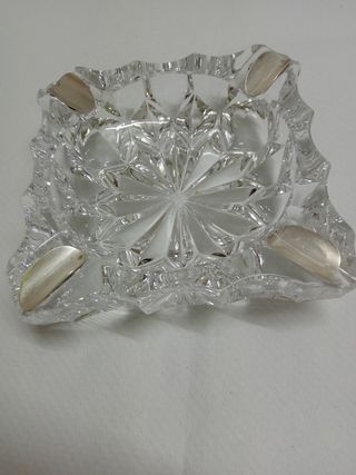 cenicero cristal grueso y plata