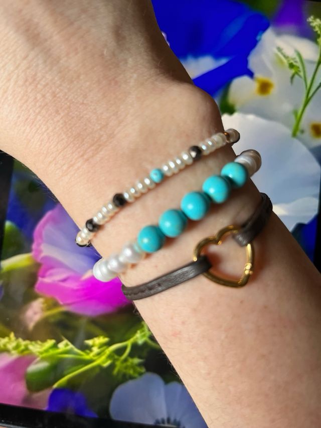 Conjunto“Queen Pearl.Perlas cultivadas,en turquesa