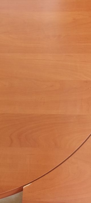 mesa de madera, ovalada, extensible