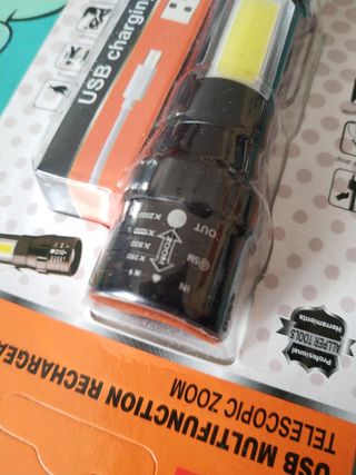 linterna carga USB recargable con zoom