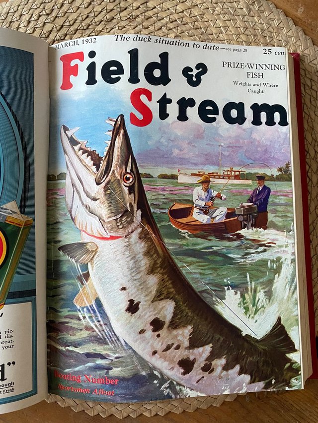 Antiguo libro inglés de revistas de caza y pesca