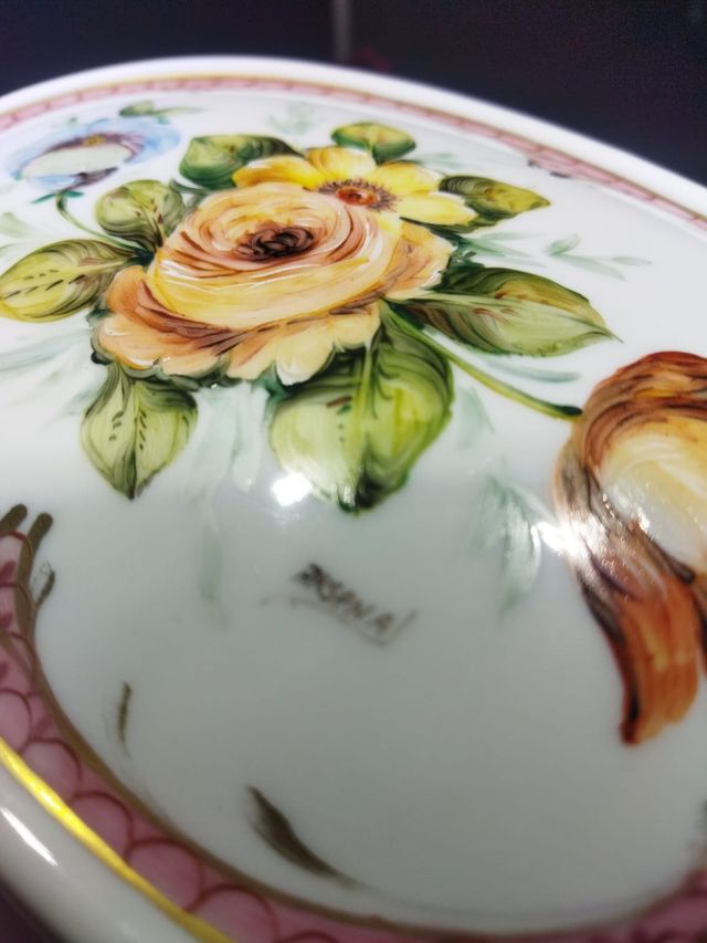 Joyero/cofre porcelana bidasoa pintado a mano