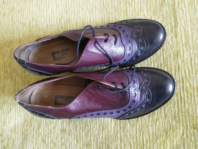 Zapatos abotinados piel, 1 puesta, T.38, ¡DIVINOS!