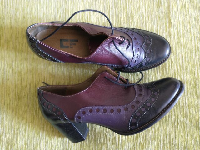 Zapatos abotinados piel, 1 puesta, T.38, ¡DIVINOS!