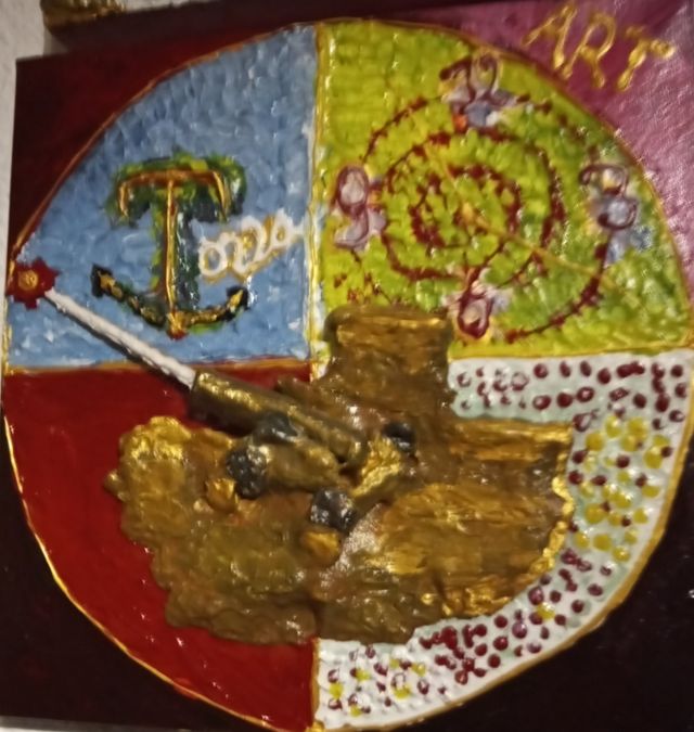 Pintura escultórica La paz.