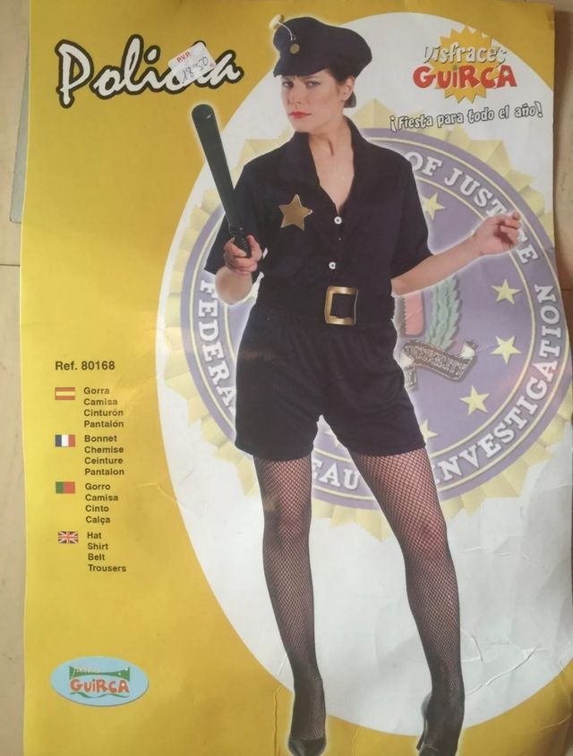 Disfraz mujer policía talla única. Nuevo 