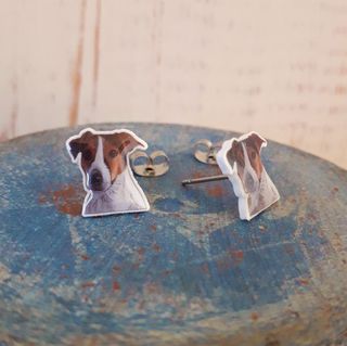 Lindos pendientes de perro jack russell terrier