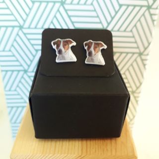 Lindos pendientes de perro jack russell terrier