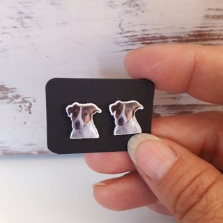 Lindos pendientes de perro jack russell terrier