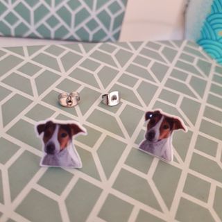 Lindos pendientes de perro jack russell terrier