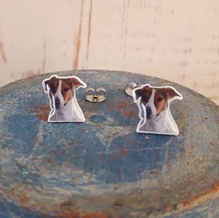 Lindos pendientes de perro jack russell terrier