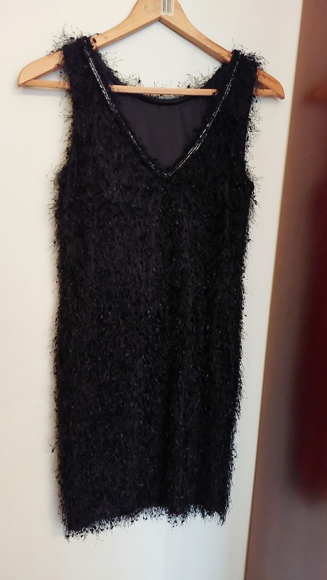 Vestido fiesta T38 Plumas