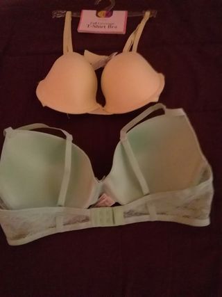 sujetadores  de color amarillo y verde pastel